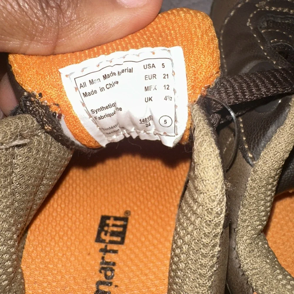 Smartfit Toddler Boys Brown Orange Sneakers Shoes Size 5 Hook Loop Strap 1461524